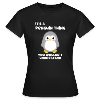 Pingouin - pingouins - motif pingouin - fan de pingouin - T-shirt Femme - noir - Devant - AI Model Female 172 dark (172cm)