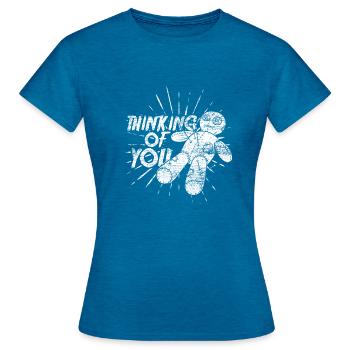 Poupée vaudou costume d'Halloween cadeau fantôme - T-shirt Femme - bleu saphir antique chiné - Devant - AI Model Female 172 dark (172cm)