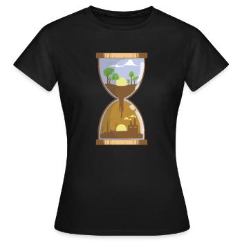 Sablier / Pollution / Conservation - T-shirt Femme - noir - Devant - AI Model Female 172 dark (172cm)