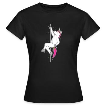 Funny Unicorn Haloween Pole Dancing - Frauen T-Shirt - Schwarz - Vorne - AI Model Female 172 dark (172cm)
