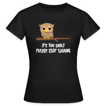 Chouette - hibou - hibou - chouette t-shirt - moufle du matin - T-shirt Femme - noir - Devant - AI Model Female 172 dark (172cm)