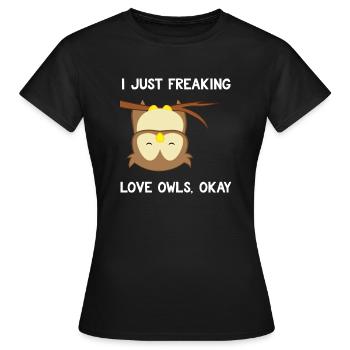 Chouette - Hibou - Chouette - Chouette T-shirt - J'aime des hiboux - T-shirt Femme - noir - Devant - AI Model Female 172 dark (172cm)