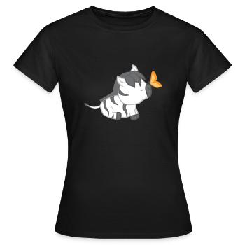 Zebra - Zebras - Zebra T-Shirt - Butterfly - Women's T-Shirt - black - Front - AI Model Female 172 dark (172cm)