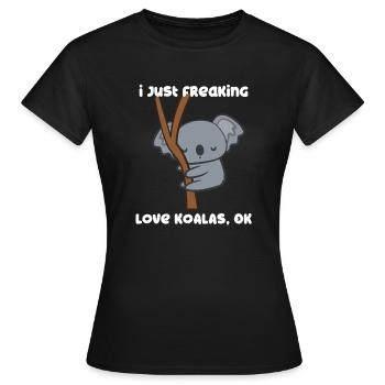 Koala - Koalas - T-shirt Koala - J'aime les Koalas - T-shirt Femme - noir - Devant - AI Model Female 172 dark (172cm)