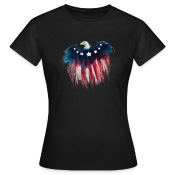 4th Of July American flag eagle - Women's T-Shirt - black - Front - AI Model Female 172 dark (172cm)