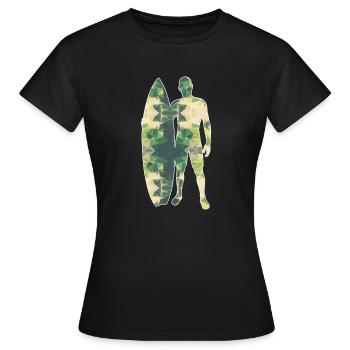 Polygone surfeur vert - T-shirt Femme - noir - Devant - AI Model Female 172 dark (172cm)