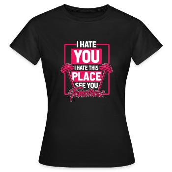 Gym poids poids poids haltères femme entraînement - T-shirt Femme - noir - Devant - AI Model Female 172 dark (172cm)