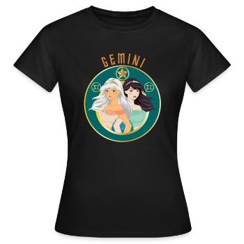 Zodiaque - Horoscope - Gémeaux - Cadeaux - T-shirt Femme - noir - Devant - AI Model Female 172 dark (172cm)