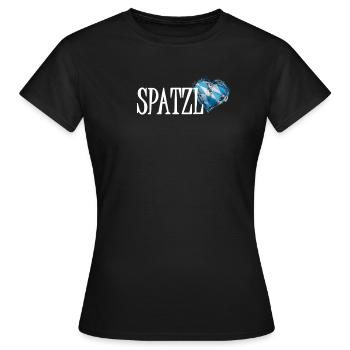 Spatzl Bayern Herz - Frauen T-Shirt - Schwarz - Vorne - AI Model Female 172 dark (172cm)