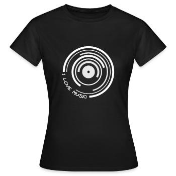 I Love Music Schallplatte Vinyl - Frauen T-Shirt - Schwarz - Vorne - AI Model Female 172 dark (172cm)
