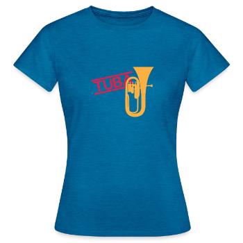 Tuba Brass Instrument - Women's T-Shirt - antique blue sapphire heather - Front - AI Model Female 172 dark (172cm)