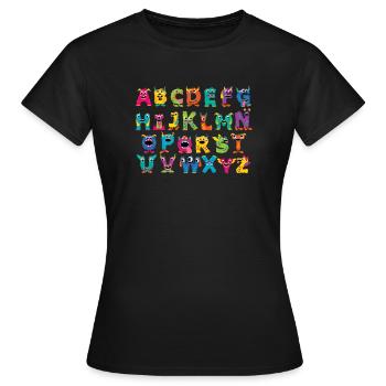 Funny monster alphabet schoolchild schoolchild - Women's T-Shirt - black - Front - AI Model Female 172 dark (172cm)