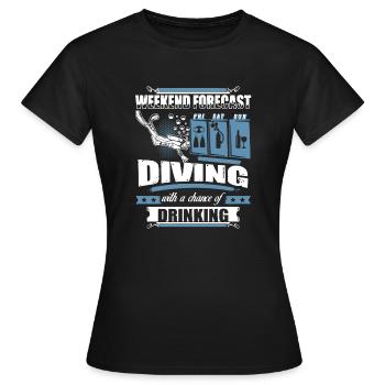 Wochenend-Vorhersage-Sporttauchen-T-Shirt - Frauen T-Shirt - Schwarz - Vorne - AI Model Female 172 dark (172cm)