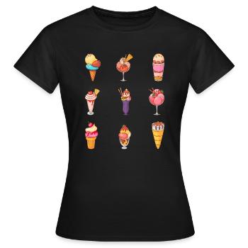 Crème glacée, crème glacée, crème glacée, crème glacée, boule, crème glacée, sundae - T-shirt Femme - noir - Devant - AI Model Female 172 dark (172cm)
