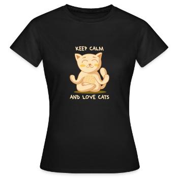 Keep calm and love cats cat kitten gift - Women's T-Shirt - black - Front - AI Model Female 172 dark (172cm)