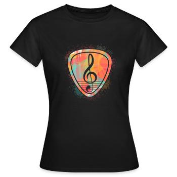 Clef treble clef guitar plectrum - Women's T-Shirt - black - Front - AI Model Female 172 dark (172cm)