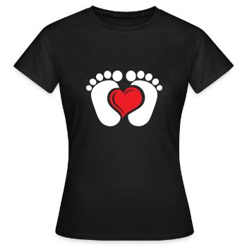 Pieds de bébé avec coeur - T-shirt Femme - noir - Devant - AI Model Female 172 dark (172cm)