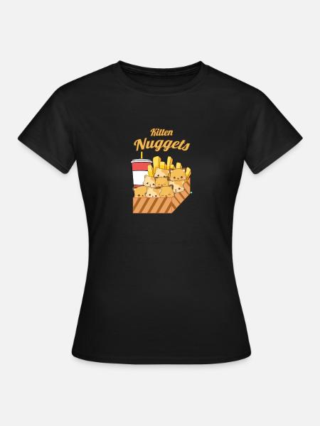 Kitten Nuggets Kätzchen Chicken Nuggets Geschenk - Frauen T-Shirt - Schwarz