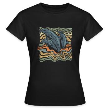 Delphin - Frauen T-Shirt - Schwarz - Vorne - AI Model Female 172 dark (172cm)