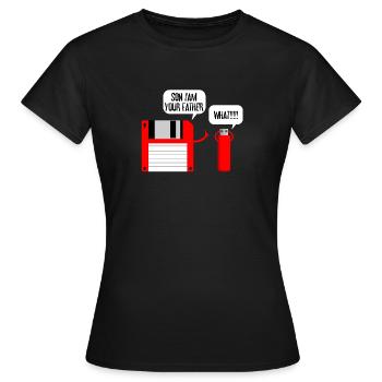 Diskette USB Stick What Geschenkidee - Frauen T-Shirt - Schwarz - Vorne - AI Model Female 172 dark (172cm)