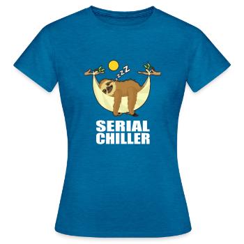 Cadeau de série de refroidisseur de série de paresseux - T-shirt Femme - bleu saphir antique chiné - Devant - AI Model Female 172 dark (172cm)
