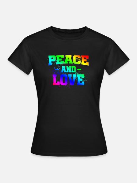 Peace and Love, rainbow - Women's T-Shirt - black