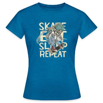 Skateboarding Zombie - Skateboard -Skateboarder - Frauen T-Shirt - Antikblaues Saphir meliert - Vorne - AI Model Female 172 dark (172cm)