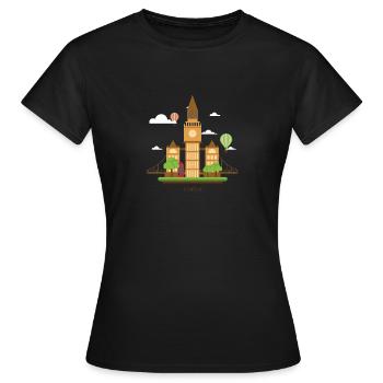 London - Tower Bridge und Big Ben - Frauen T-Shirt - Schwarz - Vorne - AI Model Female 172 dark (172cm)