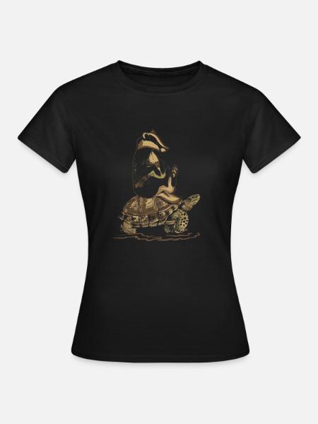 Dachs reitet Schildkröte - Frauen T-Shirt - Schwarz