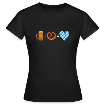 Bier und Breze Bayern - Frauen T-Shirt - Schwarz - Vorne - AI Model Female 172 dark (172cm)