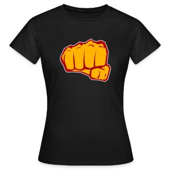 Faust V2 rot gelb - Frauen T-Shirt - Schwarz - Vorne - AI Model Female 172 dark (172cm)