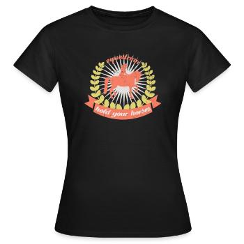 Horse riding - Women's T-Shirt - black - Front - AI Model Female 172 dark (172cm)