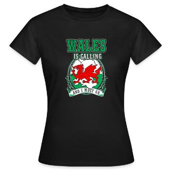 Wales - Women's T-Shirt - black - Front - AI Model Female 172 dark (172cm)