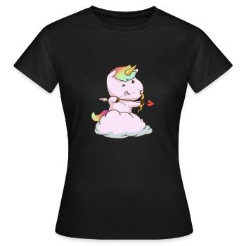 Amor Einhorn Cupid Einhörner Romantisch Niedlich - Frauen T-Shirt - Schwarz - Vorne - AI Model Female 172 dark (172cm)