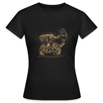 Putois et tortue - T-shirt Femme - noir - Devant - AI Model Female 172 dark (172cm)