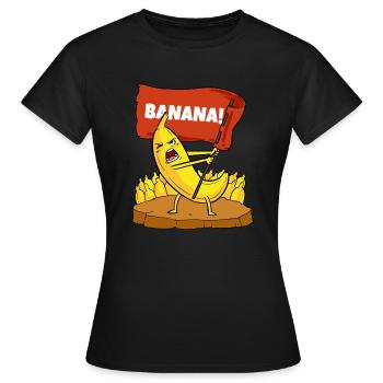 Banane Aufstand Demonstration Obst Demo Aufruf - Frauen T-Shirt - Schwarz - Vorne - AI Model Female 172 dark (172cm)