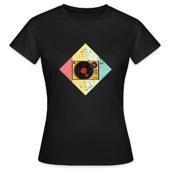 Plattenspieler Oldschool - Frauen T-Shirt - Schwarz - Vorne - AI Model Female 172 dark (172cm)