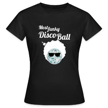 Funky Diskokugel Afro Brille Afrokamm Party Shirt - Frauen T-Shirt - Schwarz - Vorne - AI Model Female 172 dark (172cm)