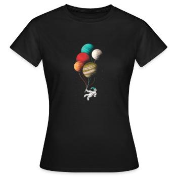 Astronaut mit Luftballons! Weltall, Fantasie - Frauen T-Shirt - Schwarz - Vorne - AI Model Female 172 dark (172cm)
