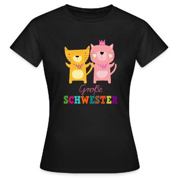 Große Grosse Schwester Katzen Katze T-Shirt - Frauen T-Shirt - Schwarz - Vorne - AI Model Female 172 dark (172cm)