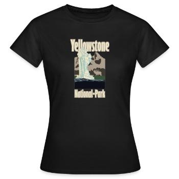 Yellowstone Parc National Hirsch Berge Geysir - T-shirt Femme - noir - Devant - AI Model Female 172 dark (172cm)