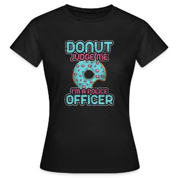 Police Donat Policier Cadeau Police Policier - T-shirt Femme - noir - Devant - AI Model Female 172 dark (172cm)