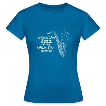 saxophone - T-shirt Femme - bleu saphir antique chiné - Devant - AI Model Female 172 dark (172cm)