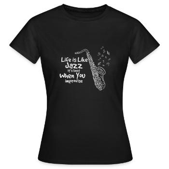 saxophone - T-shirt Femme - noir - Devant - AI Model Female 172 dark (172cm)