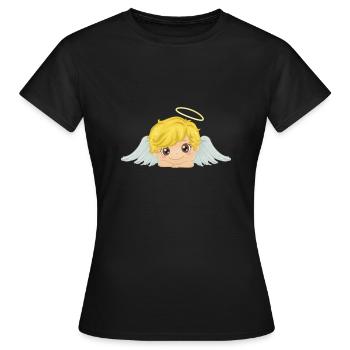Kleiner süßer Schutzengel mit Heiligenschein - Frauen T-Shirt - Schwarz - Vorne - AI Model Female 172 dark (172cm)