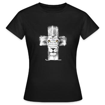 Löwe Jesus Kreuz Judah - Frauen T-Shirt - Schwarz - Vorne - AI Model Female 172 dark (172cm)