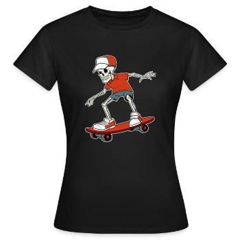 Skateboard Skelett Gerippe Skater Knochen Ollie - Frauen T-Shirt - Schwarz - Vorne - AI Model Female 172 dark (172cm)