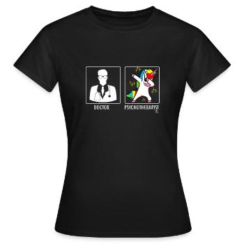Doctor Psychotherapist Unicorn Gift - Women's T-Shirt - black - Front - AI Model Female 172 dark (172cm)