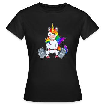 Body building unicorn muscle building dumbbell workout - Women's T-Shirt - black - Front - AI Model Female 172 dark (172cm)