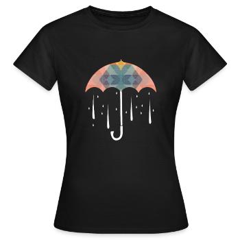 Parapluie d'art polygone pluie colorée - T-shirt Femme - noir - Devant - AI Model Female 172 dark (172cm)